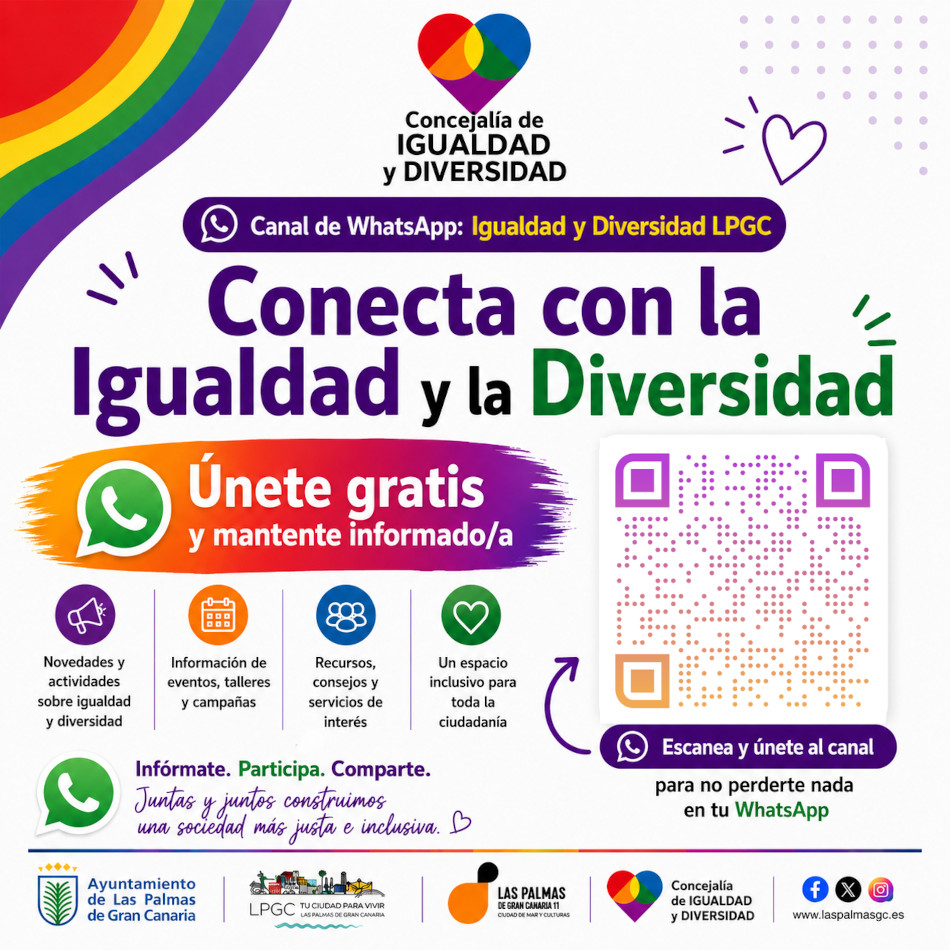 El Ayuntamiento de Las Palmas de G.C. pone en marcha un canal de WhatsApp para informar sobre Igualdad y Diversidad